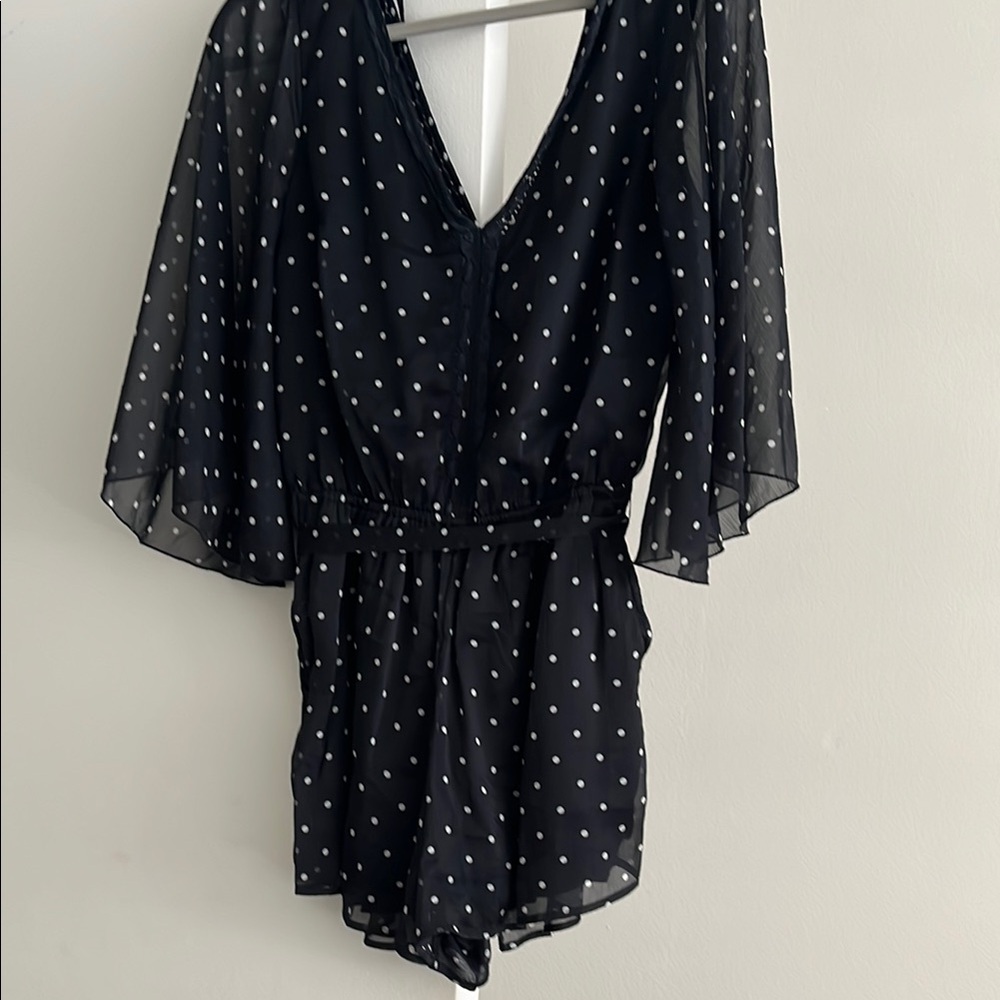 Abercrombie & Fitch Black Polka Dot Romper